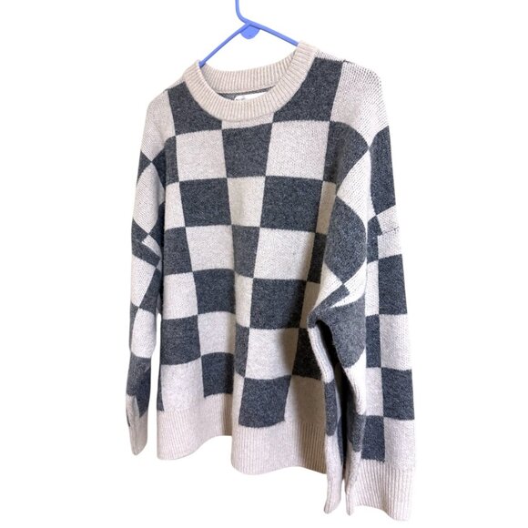 NWOT Oak + Fort Checkered Crew Neck Sweater - Picture 3 of 6